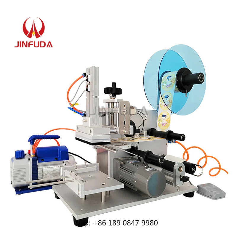 【Hot】High Quality Semi-Auto Pneumatic Top Flat Surface Labeling Machine for Plastic Glass Jar Lid Box Card Bag for Sale