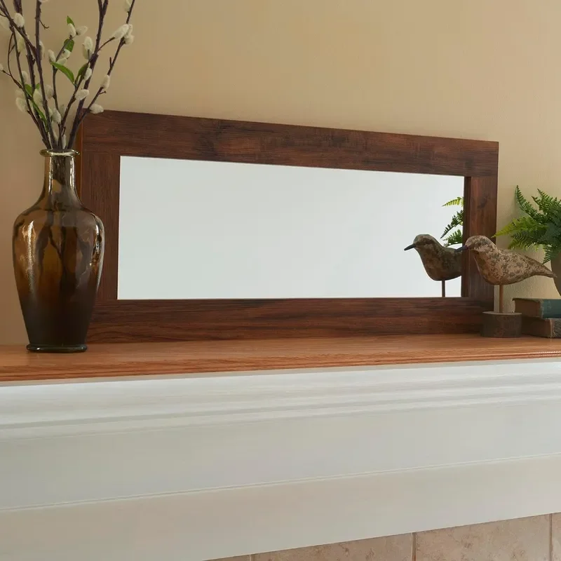 for Solid Wood Wall Mounted Mirror Full Length Entrance Bedroom Dresser Makeup Living Room Decoration Wooden Customization