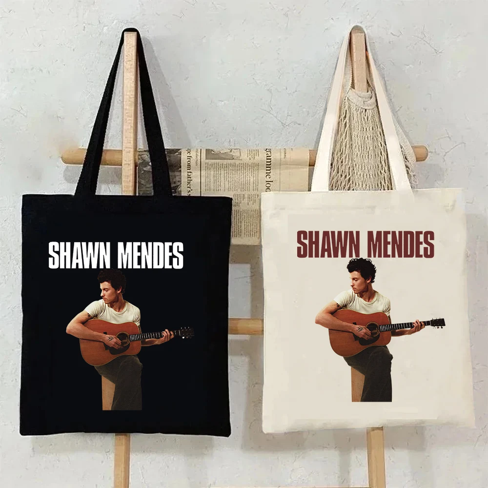Rapper Singer Shawn Mendes on The Road Again Tour 2025 Album Shopping Bag Canvas Shopper Bag Girl Fashion Shoulder Tote Bags