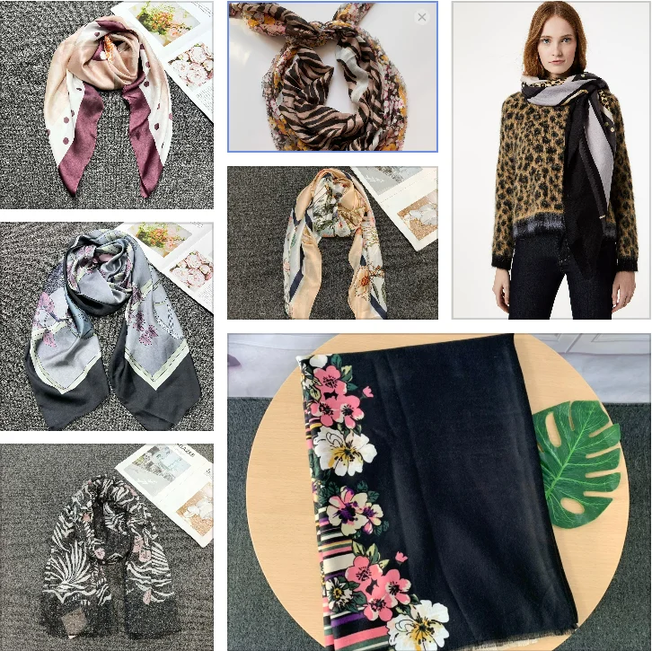 New Italian fashion for foreign trade, versatile multi-color floral printed comfortable long shawls and scarves