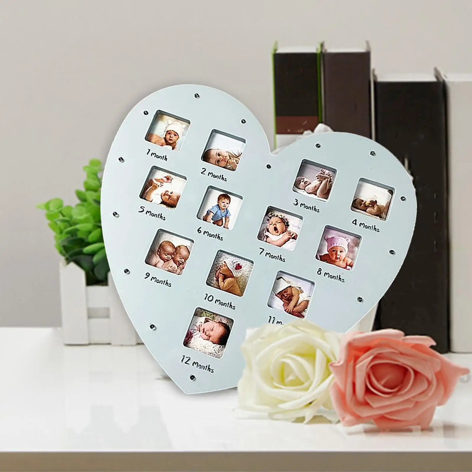 Novelty Baby First Year Frame Desktop Picture Frame Glowing 12 Month Frame for Memories Gifts Baby Shower Children Newborn