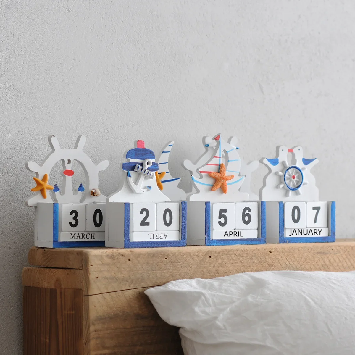 

4-Pack DIY Handmade Ocean Mediterranean Style Calendar Ornaments Manual Roll-Up Calendar Decorative Time-Tellers for Home