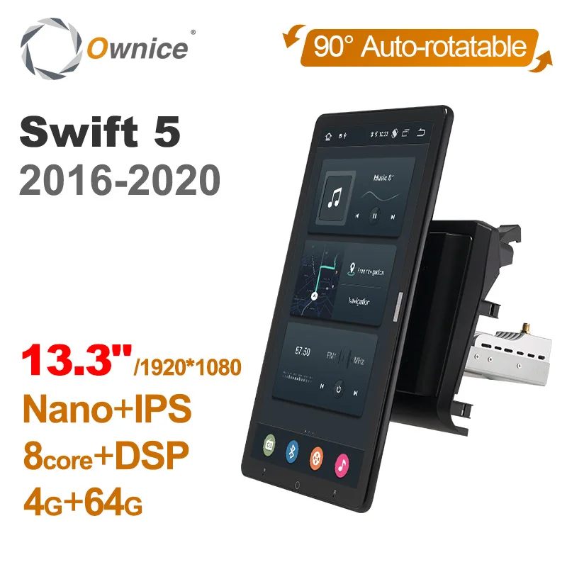 13.3Inch Ownice 1Din Android 12.0 Car Radio 360 Panorama for Suzuki Swift 5 2016-2020 GPS Auto Audio Player SPDIF 4G LTE NO DVD