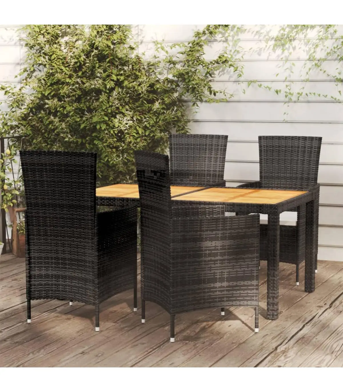 Garden sets garden dining set 5 pieces with black PE rattan cushions