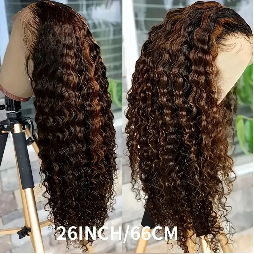 Glueless Human Hair Wig Pre Plucked Pre-Cut 1B30 Deep Wave 5x5 Lace Front Wig with Baby Hair for Women