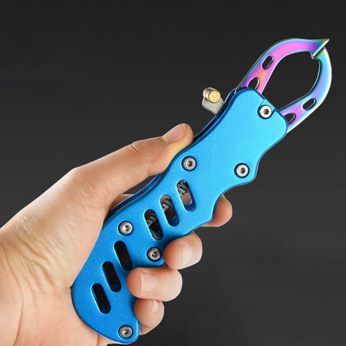 مشبك شفاه لصيد الأسماك عالي التحمل من الدرجة الاحترافية، عقد آمن، تصميم بدون زلة للصيادين، قابض السمك الأزرق #3