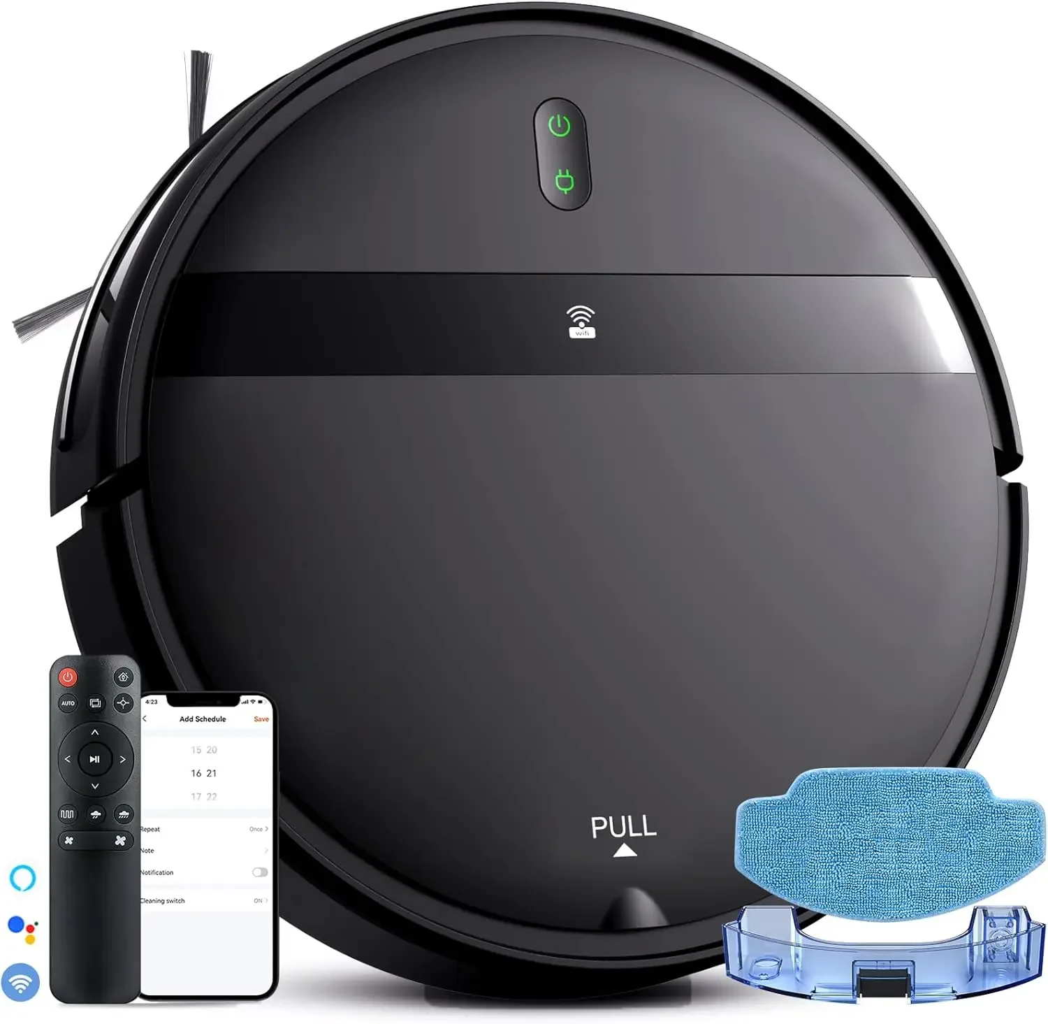 Vacuum and Mop Combo, App/Alexa with WiFi/Bluetooth, Self-Charging Mopping Robot Vacuum Cleaner, Set Schedule, Max Strong Suctio