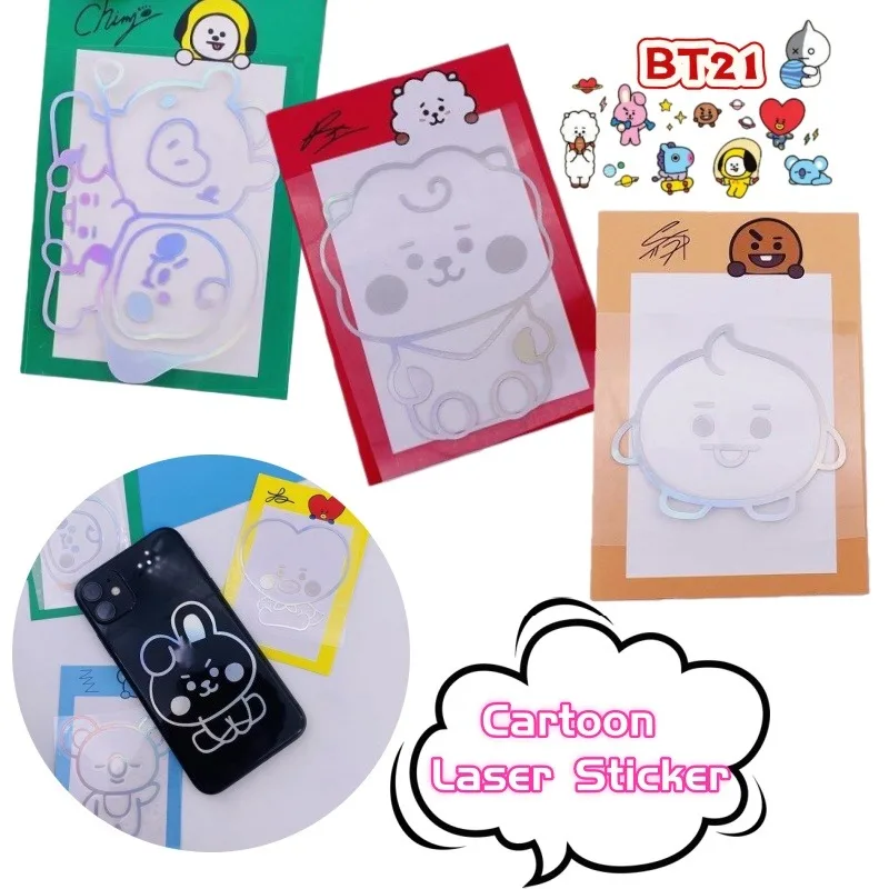 

BT21 koya Shooky Mang Chimmy Tata Cooky High Color Value Creative Mobile Phone Refrigerator Sticker Cartoon Cute Laser Sticker