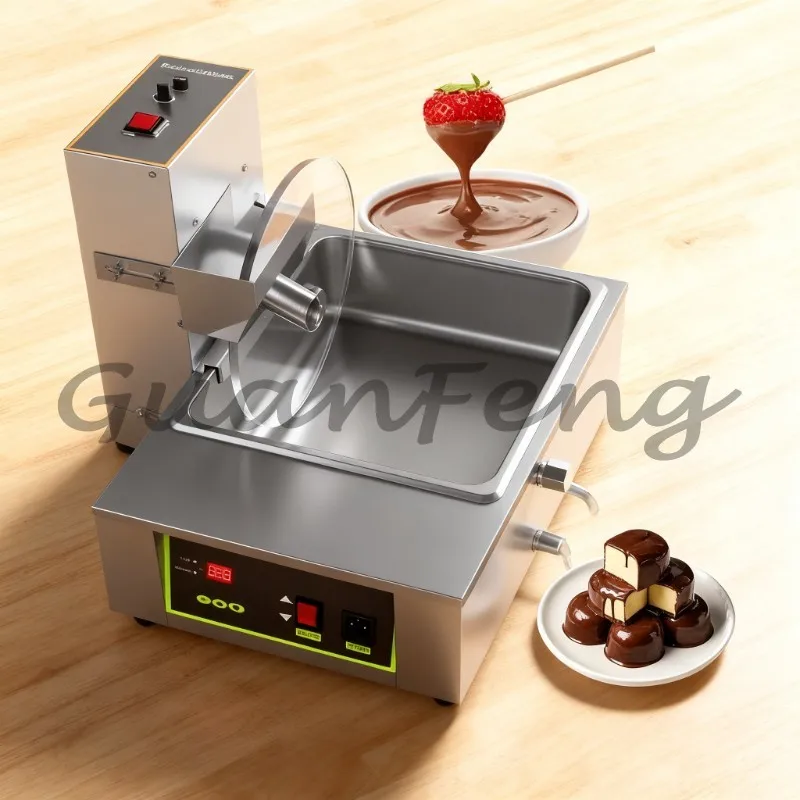 Tempering Enrobing Coating Machine Commercial Melting Equipment for Milk Chocolate and Water‑Based Chocolate Processing