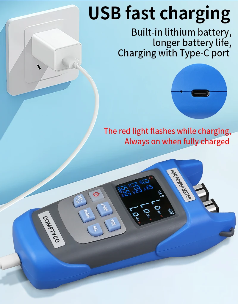 AUA-C330U/AUA-C330A Rechargeable PON Power Meter Optical Fiber PON OPM FTTX/ONT/