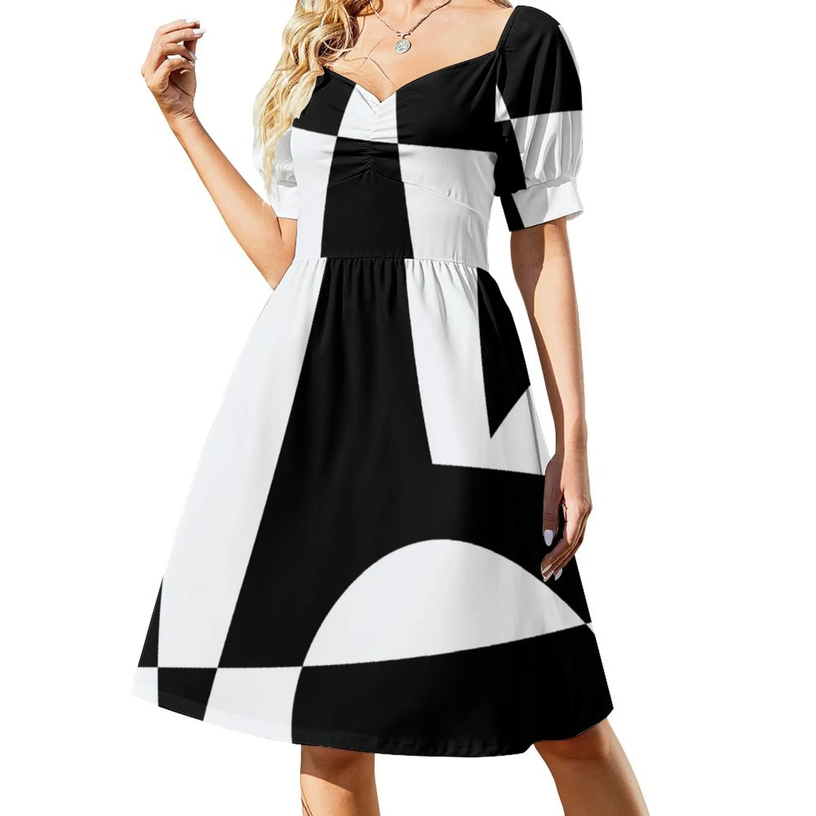

Black & White Abstract I Short-Sleeved Dress Evening dresses clothes women's summer dresses 2025 women evening dress