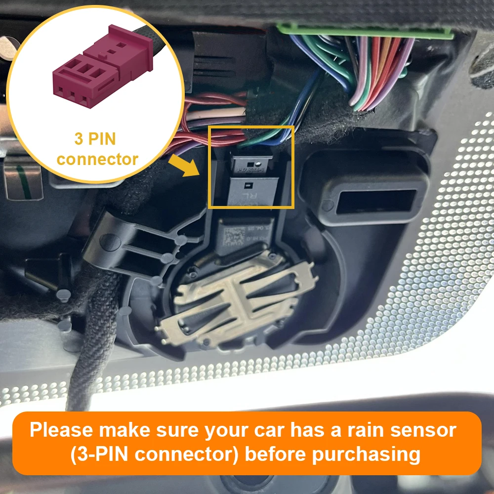 محول طاقة FitDVR Dash Cam (3-Pin)، مناسب لفورد ولينكولن، يتصل بمستشعر المطر، شاشة LED، D3-042