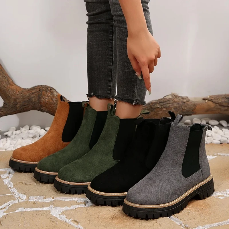 2025 Winter New Women's Boots Comfortable Thick Soled Chelsea Boots Casual Comfortable Short Leg Women's Boots