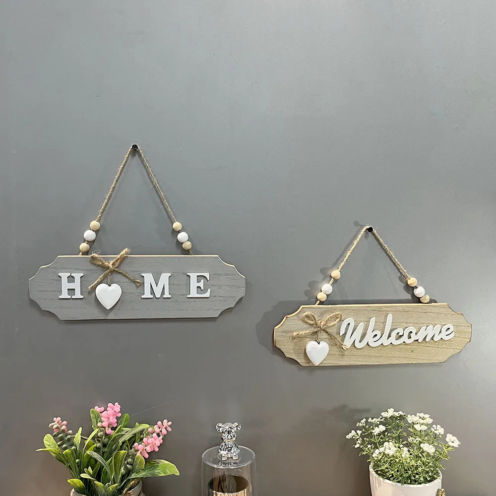 

Wooden Welcome Sign with Bow, Door Hanger for Home Entryway, Rustic Farmhouse Decor, Front Door Greeting Plaque