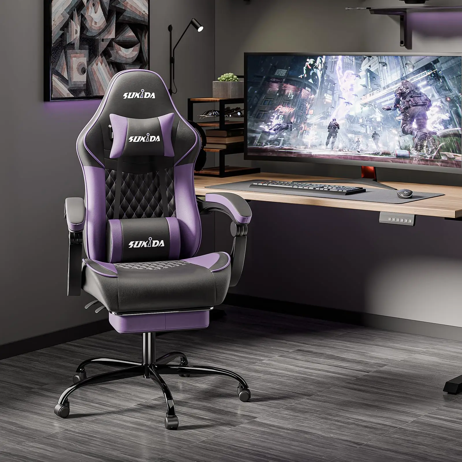 Ergonomic Video Gamer Chairs Gaming Computer Chair Gamer Chairs for Adults Massage Lumbar Support Swivel Height