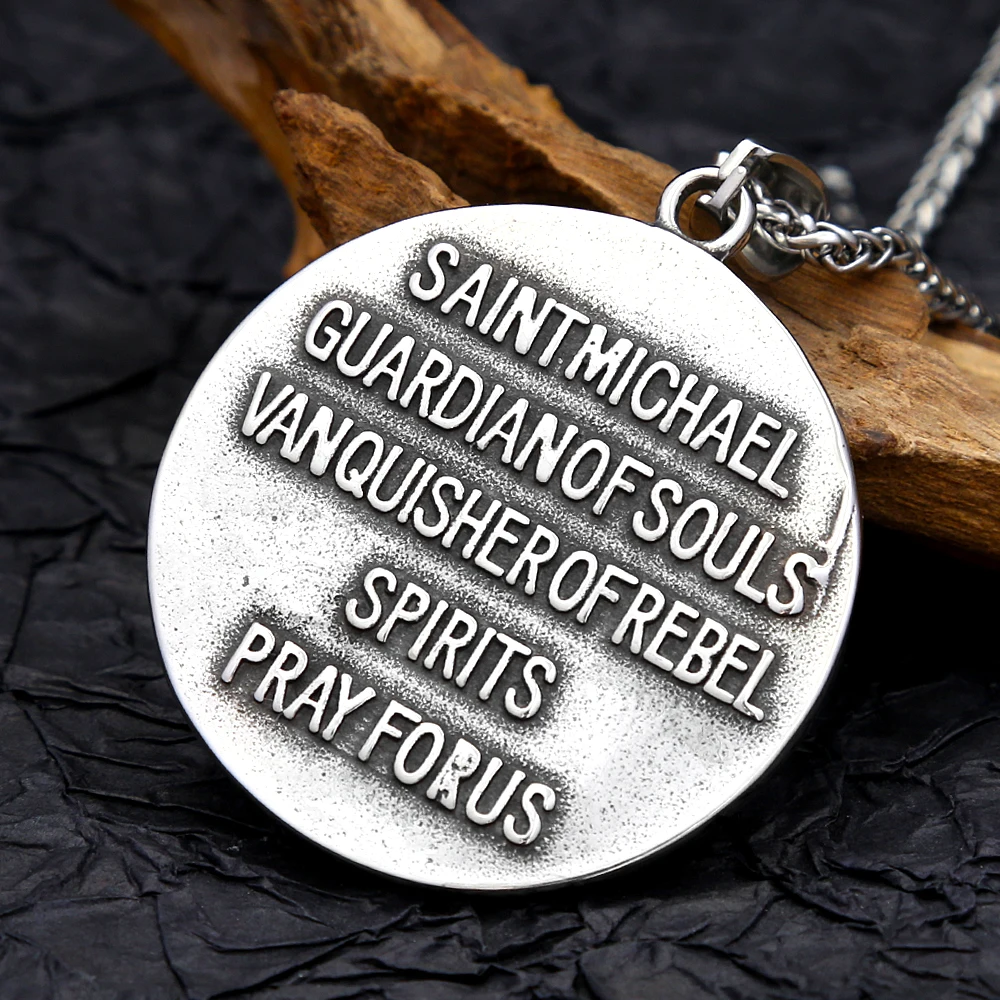 فاسق الأزياء سانت مايكل قلادة للرجال النساء الفولاذ المقاوم للصدأ رئيس الملائكة المعلقات فريد تميمة مجوهرات هدايا دروبشيبينغ