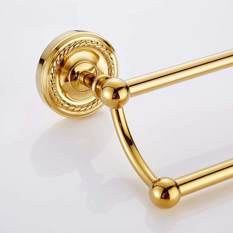 

Gold double rod, all copper, towel rack, bathroom pendant, European antique bathroom towel bar, bathroom towel rack.