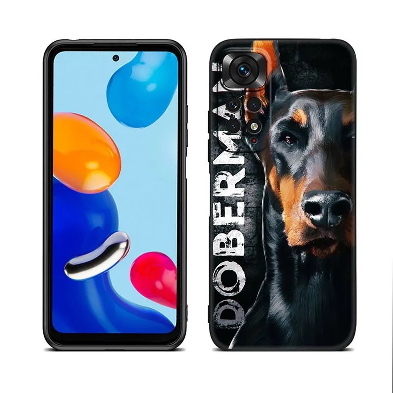 Doberman dog Black Phone Case For Xiaomi Redmi Note 12 + 11 11S 11T 11E 10 10T 5G 10S 9S 9 8T 7 6 Pro Silicone Cover