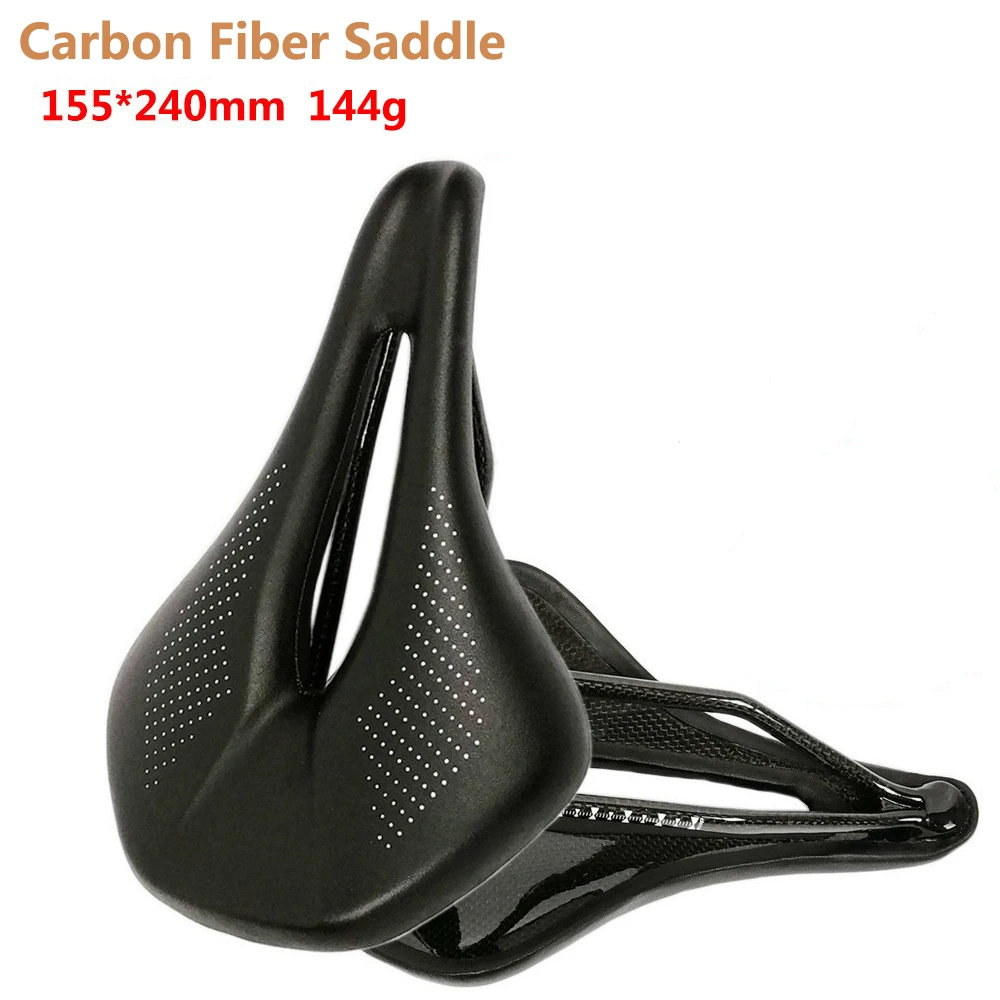 Racework Carbon Fiber Bicycle Saddle Ultralight 3K Training Grade Man MTB Road Bike Seat Cushion Hollow Ergonomic Cycling Parts