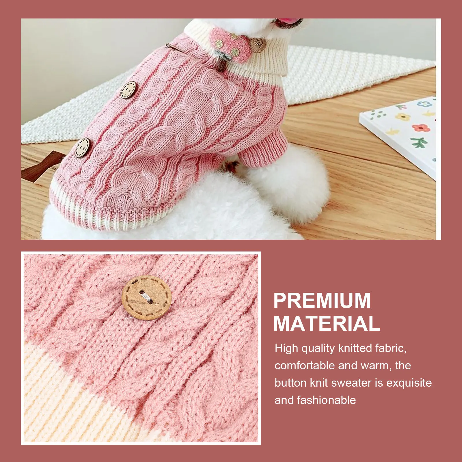 

1Pcs Dog Winter Sweater High Neck Pet Knitwear Cotton Puppy Clothing Warm Comfortable Outfit for Holiday Celebration