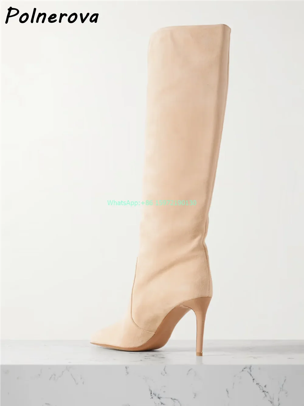Patent Leather Sewing Boots Pointy Toe Thin Heels Slip On Concise Boots Women's Official Leisure Large Size Fashion Boots