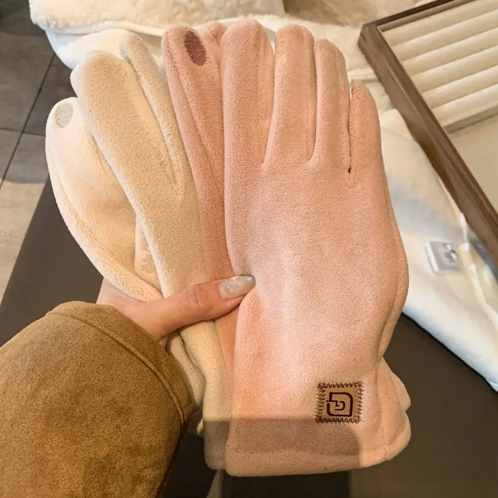 Comfortable Polyester Lining Touch Screen Gloves Cuff One Size Fleece Lined Gloves Warm Insulation Full Finger Gloves For Women