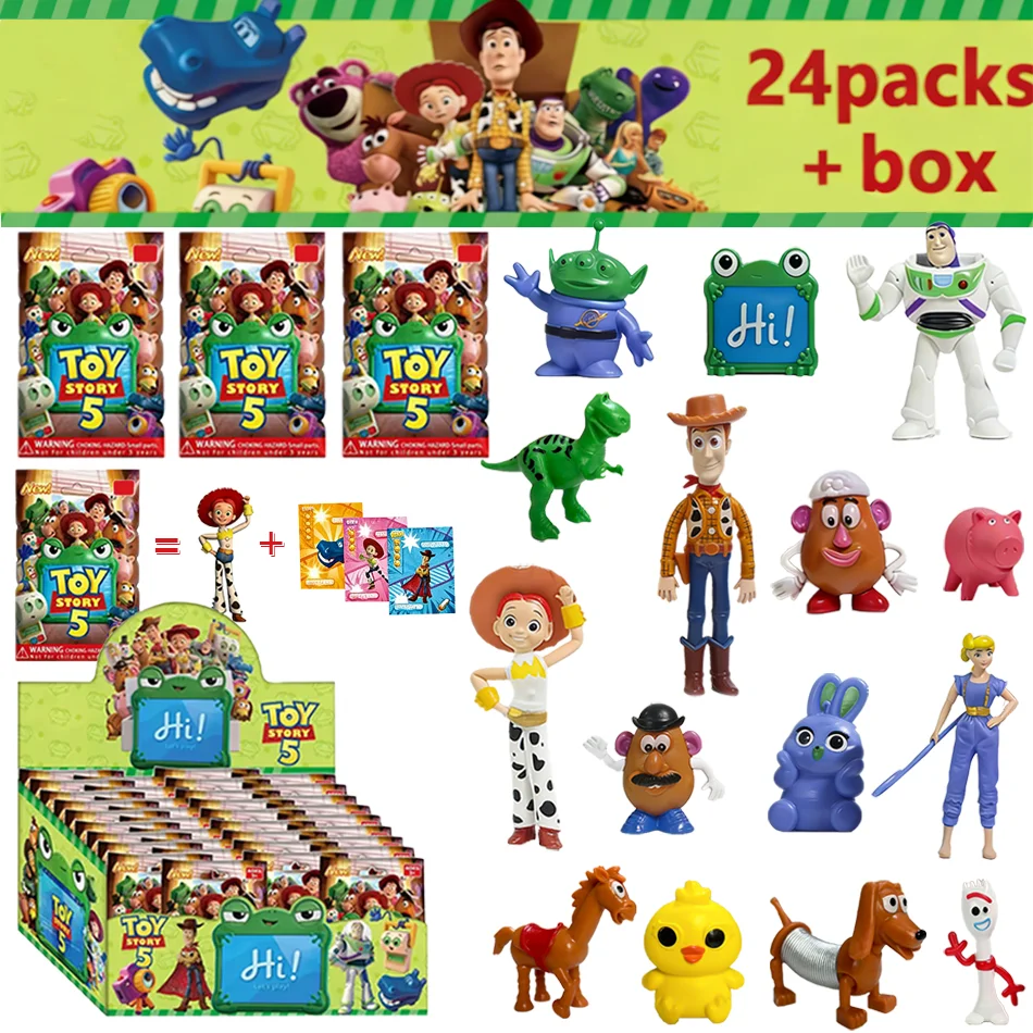 

Набор из 1-24 фигурок Toy Story в слепых коробках: Новинка! Коллекционные ПВХ-модели Вуди, Джесси, Базза Лайтера с карточками. Идеальный подарок к празднику.