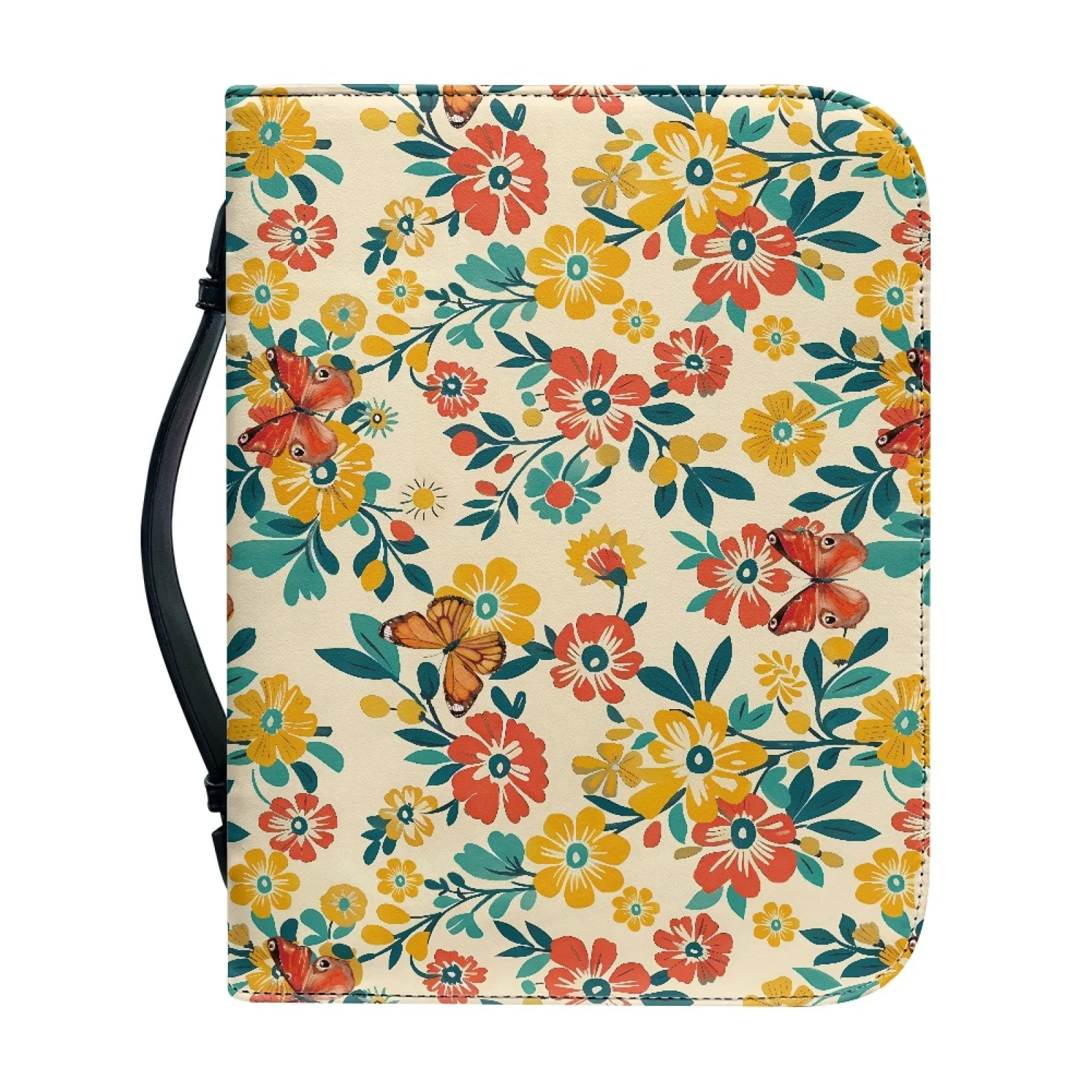 PENSTROLL Floral Butterflies Pattern 2026 Trending Bible Bag PU Leather Protective Book Carrier Holder for Men
