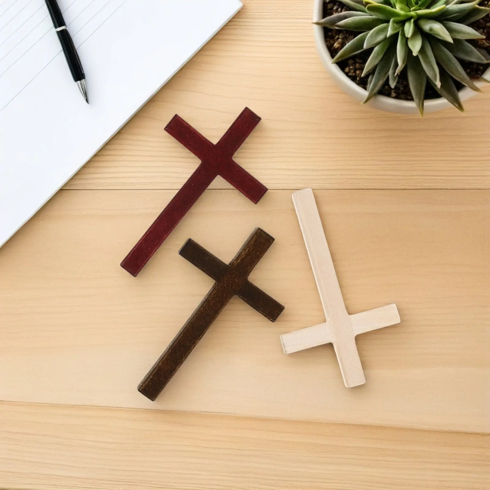 Lot de 12 croix en bois à tenir en main, crucifix portable pour la prière, la dévotion à la maison et la liturgie religieuse, 12x7cm, prise en main confortable
