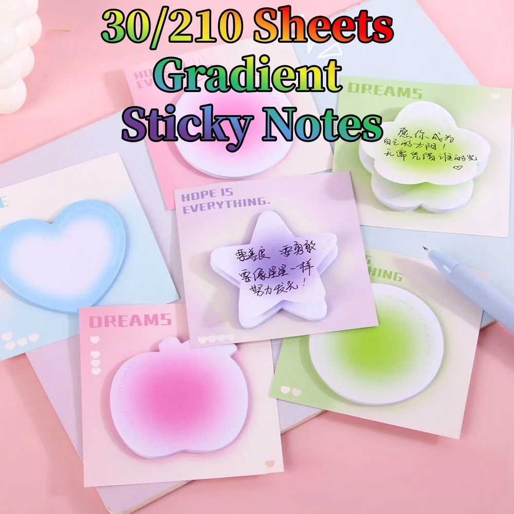 30/210 Sheets Gradient Sticky Notes, Blusher Color Self-Adhesive Memo Pads for Elementary Students, School Supplies
