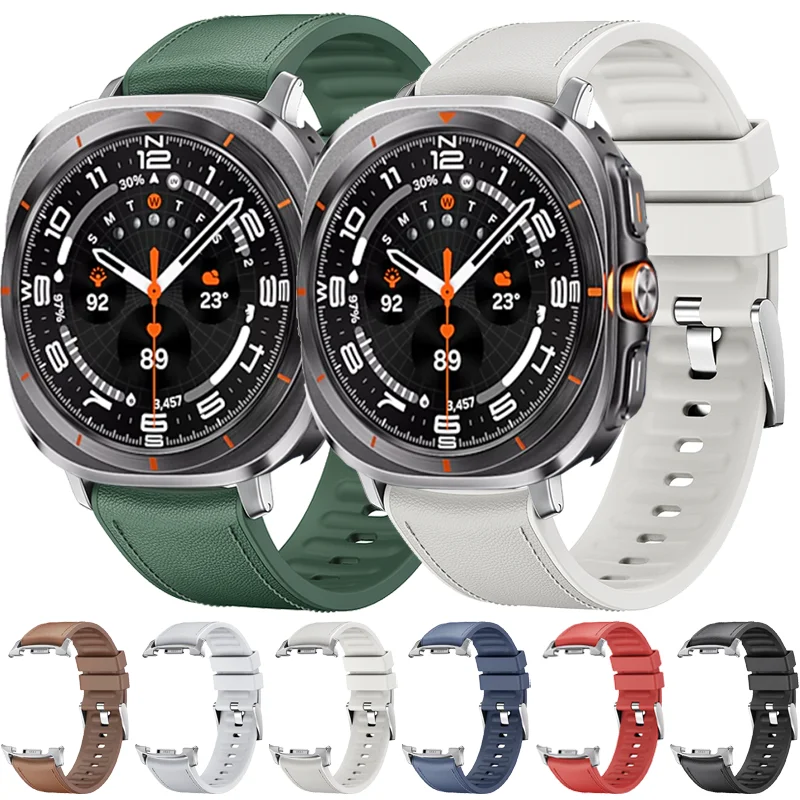 

Official No Gaps Leather Strap for Samsung Watch 8 Ultra 2 Watch 8 40MM 44MM Band for Galaxy 8 Classic 46MM Bracelet Accessories