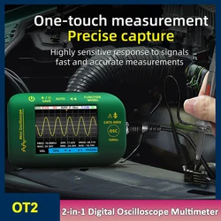 OT2 2-in-1 Handheld Digital Oscilloscopes 48MS/s Sampling Rate 10MHz Analog Bandwidth Support Firmware Upgrade Waveform Storage