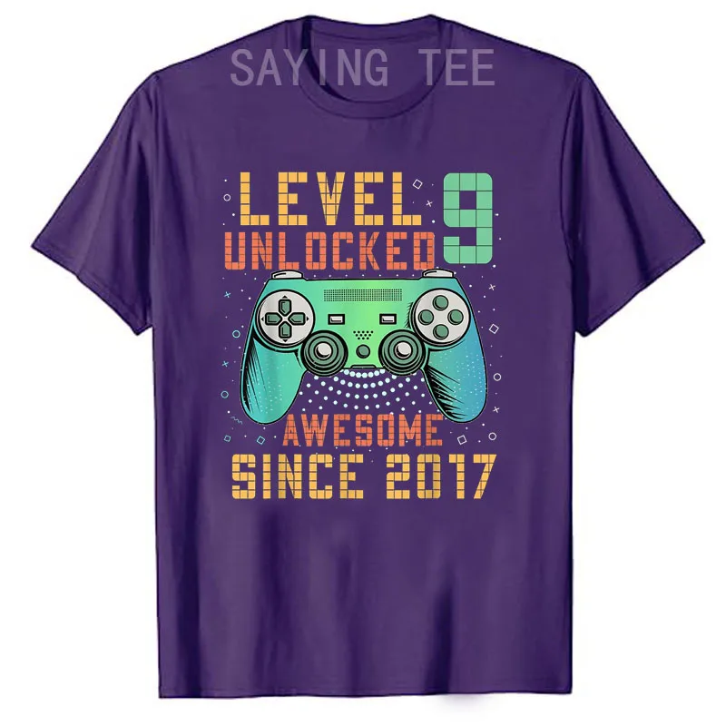 Level 9 Freigeschaltet – Fantastisch seit 2017 Gaming-T-Shirt – Geschenk zum 9. Geburtstag für 9-jährige Jungen – Gamer-T-Shirt – Coole Geschenke für Söhne zum Geburtstag – Detail 11