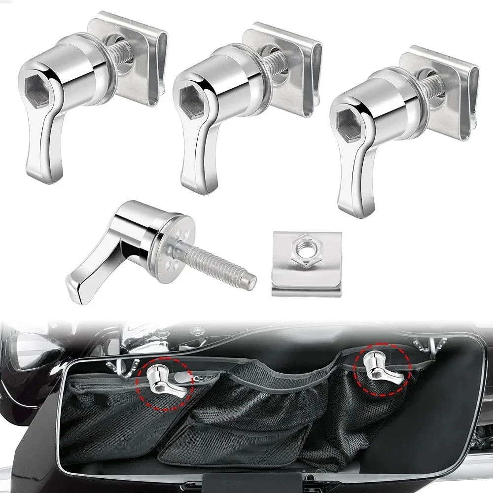 Motorcycle Saddlebag Lever Lock Fasteners Bolts Screw Nuts Mount Kit Security Hardware Theft For Harley Touring Softail 1985-up