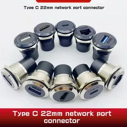 1Pcs Metal Round Socket Module D Type RJ45 Straight Through Network USB2.0 USB3.0 Connector Panel Mounting HDMI CAT6