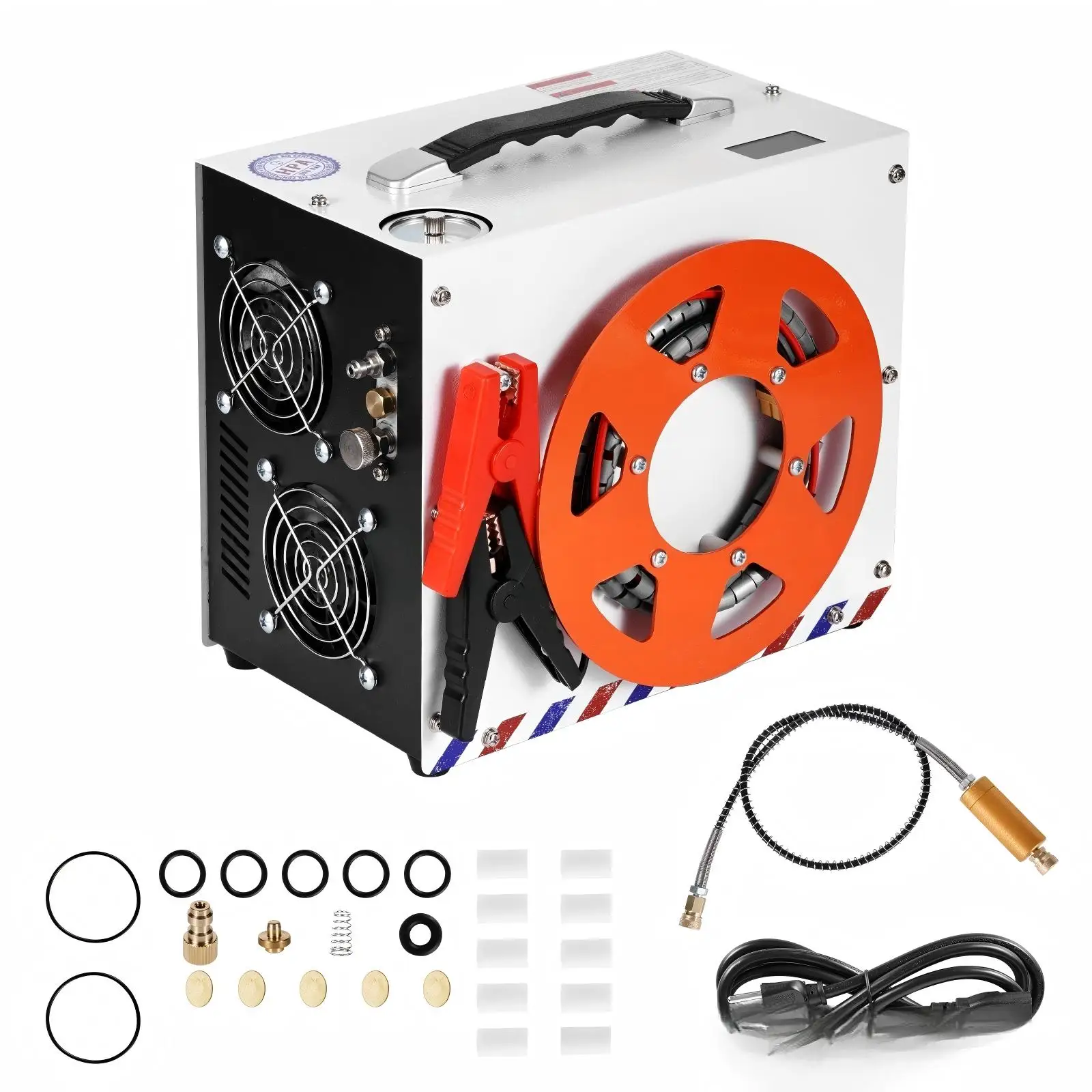 Convenient high pressure double cylinder 4500 psi/300 bar 12v car battery automatic stop PCP air compressor