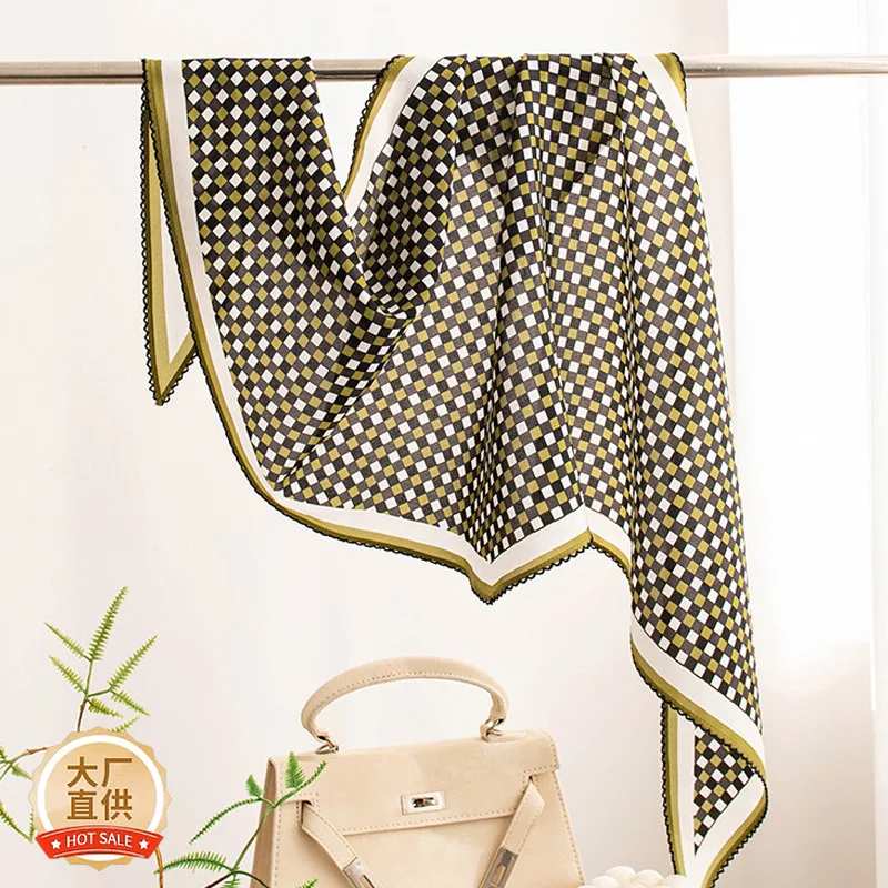 Lace Crepe De Chine Neckerchief Scarf Women's Commuting Elegant New Bag Decoration Towel