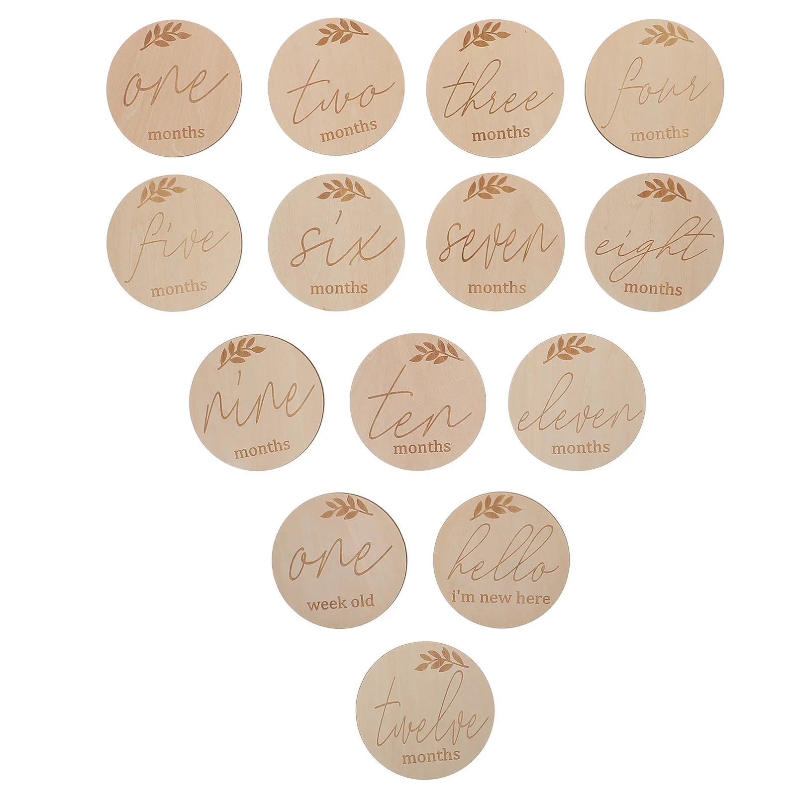 

14Pcs Wooden Baby Monthly Milestone Cards Natural Photo Props Newborn Monthly Cards Baby Growth Photo Decoration Gift