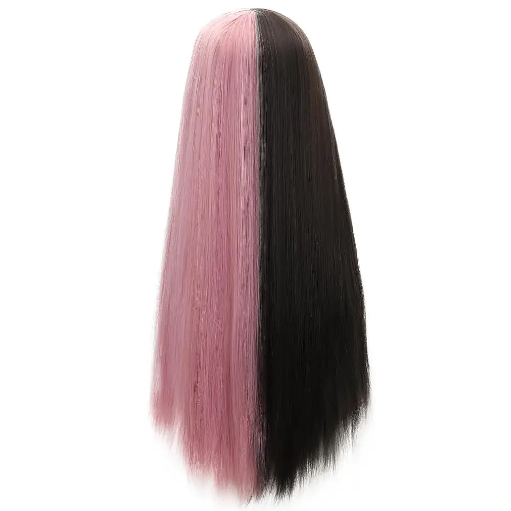 Free Beauty Long Straight Synthetic Brown Violet Pink Middle Part 26