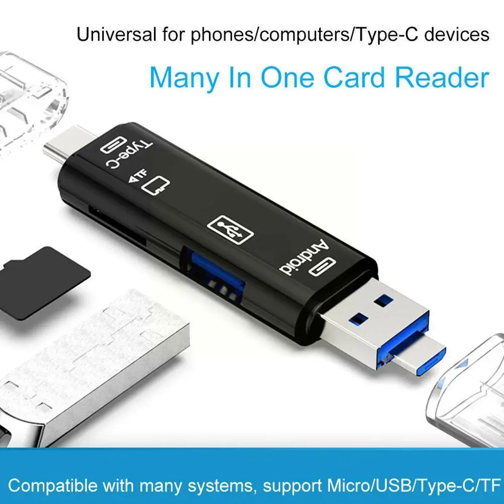 5in1 Multi Otg Kartenleser Micro-sd / Sd Karte/Usb Reader//Unterstützung Typ-c telefon Tf Universal Typ-c Computer Android M7h2