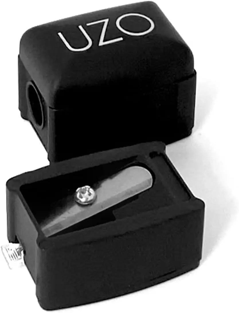 Precision Makeup Pencil Sharpener with Stainless Steel Blade, Removable Cover & Cleaning Pick for Eyeliner, Lip & Brow Pencils