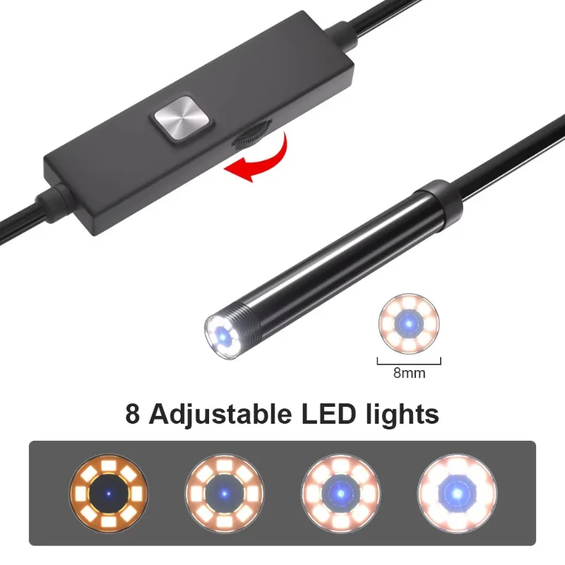 กล้องเอ็นโดสโคปอุตสาหกรรมแบบท่อ 8 มม. HD 1080P กึ่งแข็ง 2 เมตร พร้อมหน้าจอ 4.3 นิ้ว กล้องเอ็นโดสโคปแบบพกพา