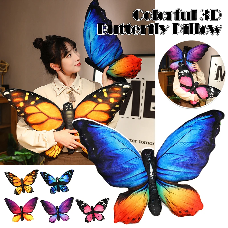 New colorful 3DButterfly Pillow Decorative Animal Throw Pillows Print Accent Pillow Stuffed Cushion Bed Bedroom Couch Room Decor