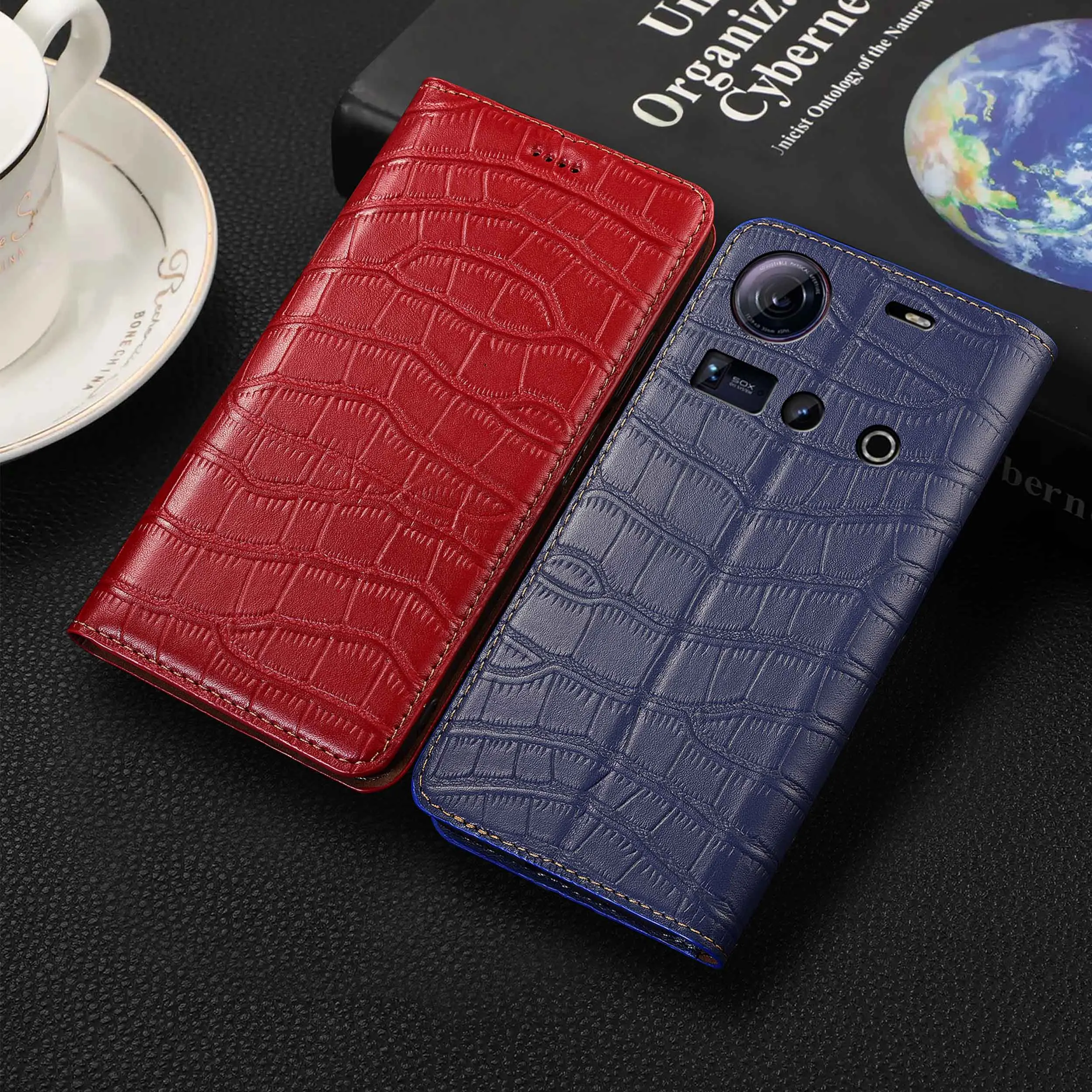 

For ZTE Nubia Z30 Z40 Z40S Z50 Z50S Z60 Z60S Z70 Z70S Pro Ultra Crocodile Belly Pattern Genuine Leather Flip Phone Case Cowhide
