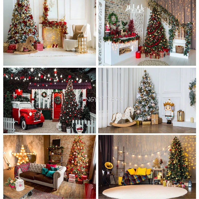 Vinyl Christmas Photography Backgrounds Tree Gift Children Baby Portrait Photo Backdrop For Studio Photocall Props 21519HDY-05