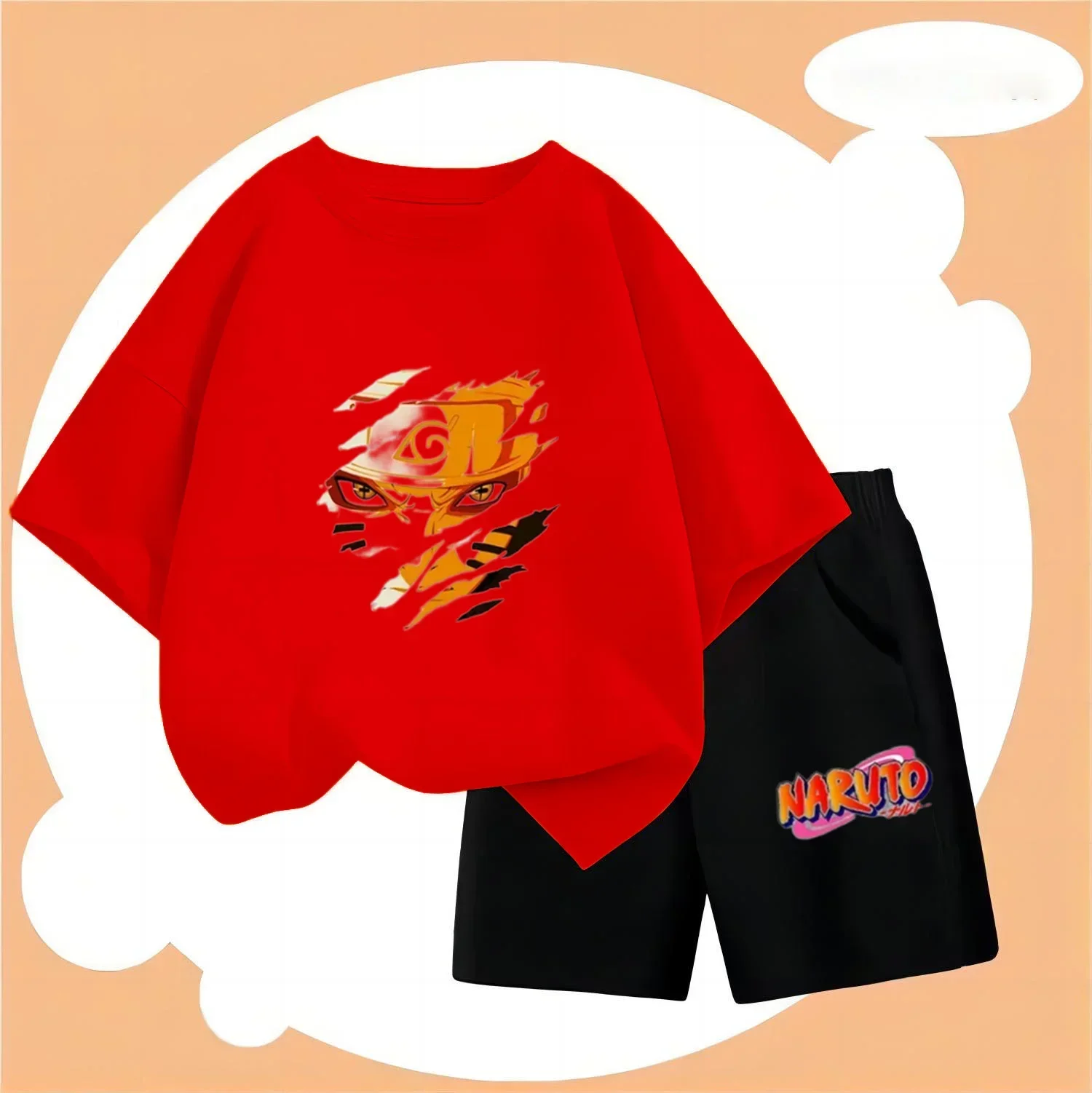 Boys 2024 Children's Clothing Naruto Suit Couple -shir T Shirt Set Girl Clothes 2 to 12 Year Top Summer Mother Kids