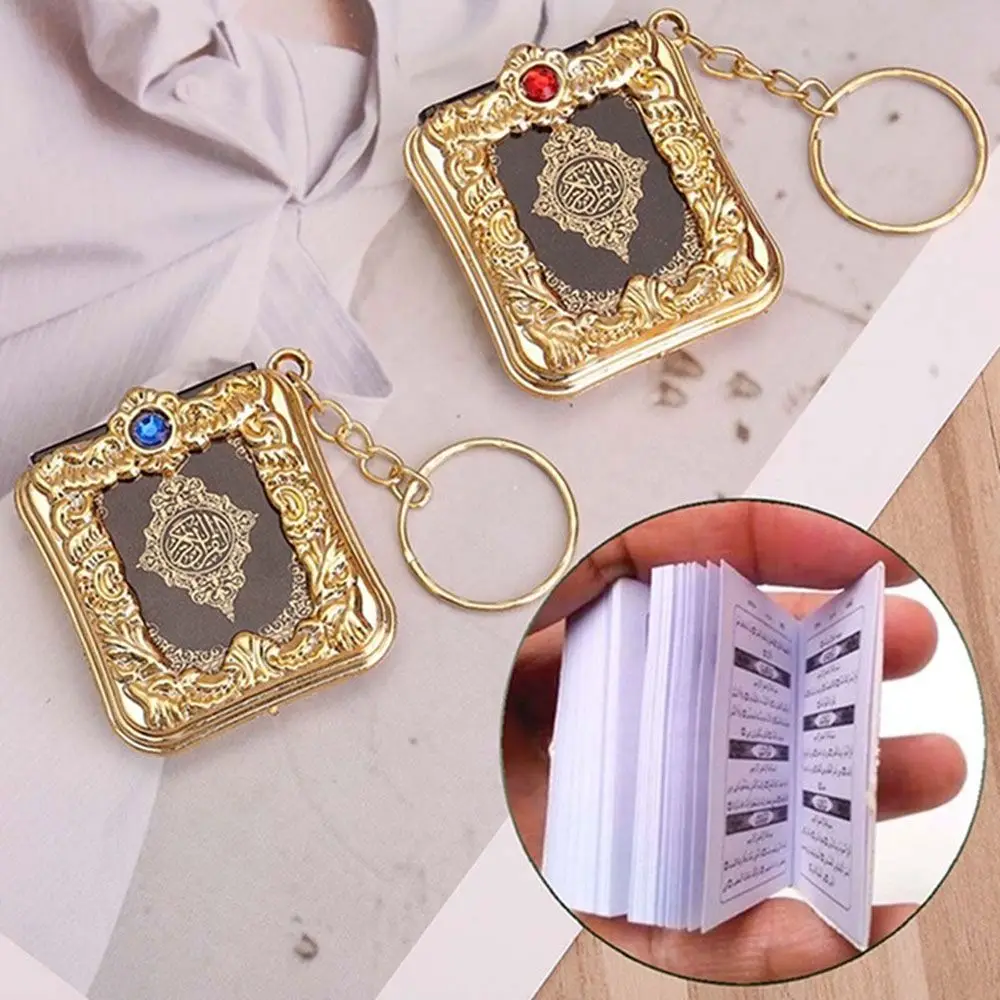 Real Paper Mini Arabic Koran Book Ark Jewelry Keyring Accessories Key Chain