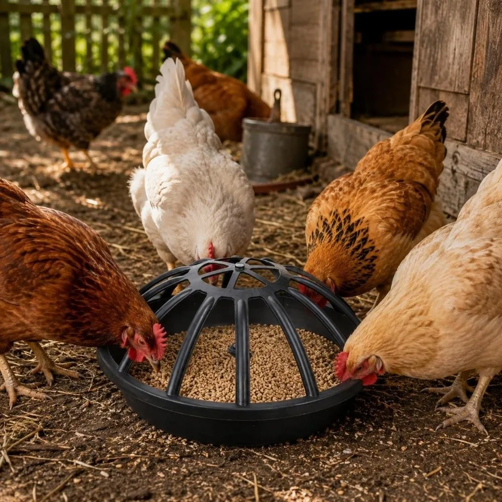New 28cm Chicken Feeder Anti Spill 12 Holes Poultry Feeder Multi Port Large Capacity Poultry Feeding Equipment for Coop