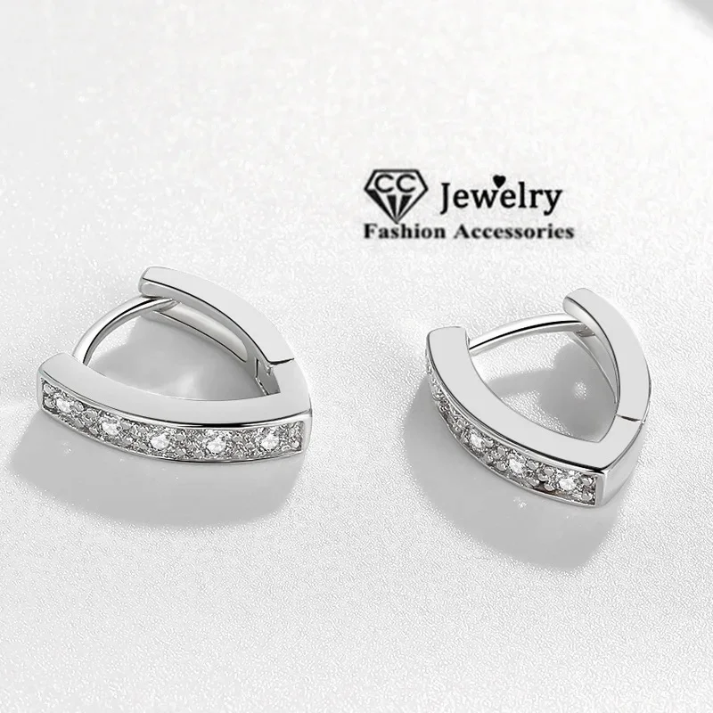 Klip saplama küpe kadınlar için basit kübik zirkonya üçgen V şekli yaratıcı gelin düğün küpe Brincos CCE644