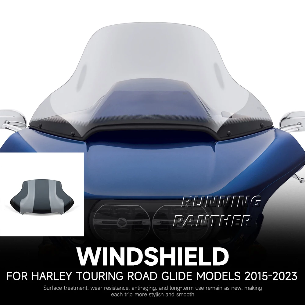 

For Harley Touring Road Glide 2015-2023 New PC Windshields Upper Windscreen Wind Deflector Fairing Cover Accessories